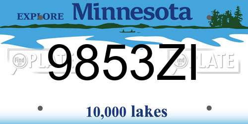 9853ZI Minnesota License Plate