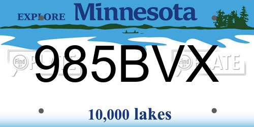 985BVX Minnesota License Plate