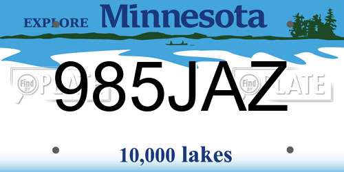 985JAZ Minnesota License Plate
