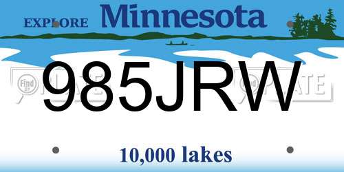 985JRW Minnesota License Plate