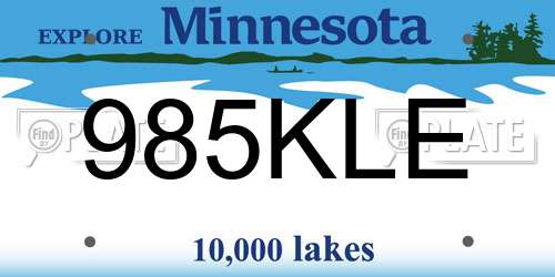 985KLE Minnesota License Plate