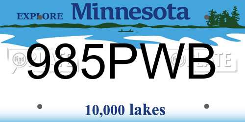 985PWB Minnesota License Plate