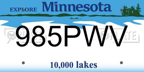 985PWV Minnesota License Plate