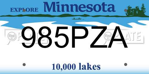 985PZA Minnesota License Plate