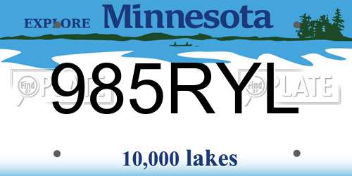 985RYL Minnesota License Plate