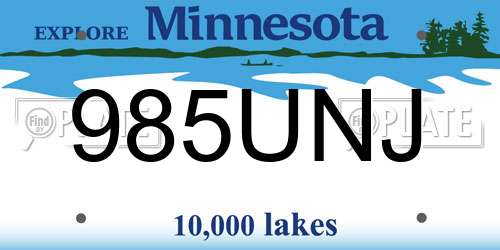 985UNJ Minnesota License Plate