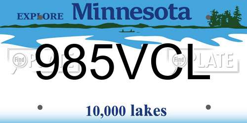 985VCL Minnesota License Plate