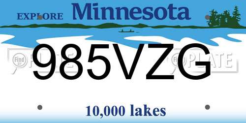 985VZG Minnesota License Plate