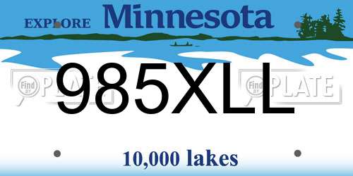 985XLL Minnesota License Plate