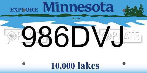 986DVJ Minnesota License Plate
