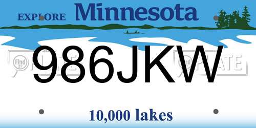 986JKW Minnesota License Plate