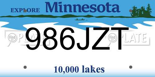 986JZT Minnesota License Plate