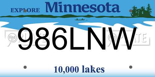 986LNW Minnesota License Plate