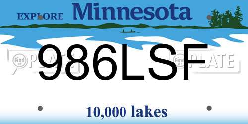 986LSF Minnesota License Plate