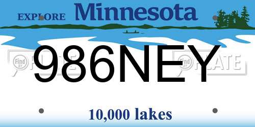 986NEY Minnesota License Plate