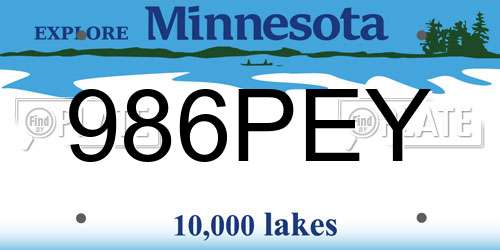 986PEY Minnesota License Plate
