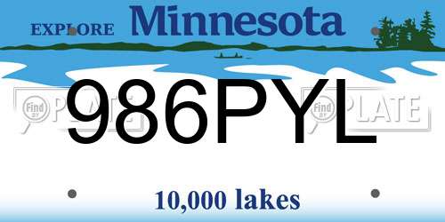986PYL Minnesota License Plate