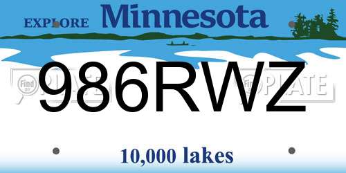 986RWZ Minnesota License Plate