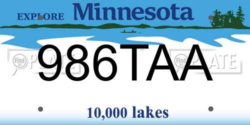 986TAA Minnesota License Plate