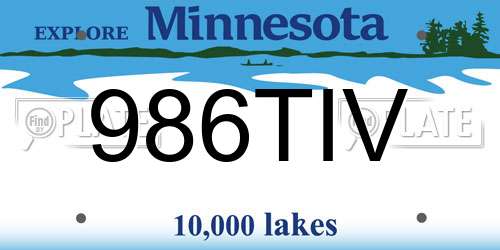 986TIV Minnesota License Plate