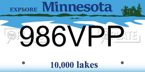 986VPP Minnesota License Plate