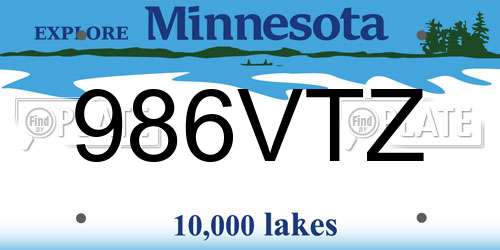 986VTZ Minnesota License Plate