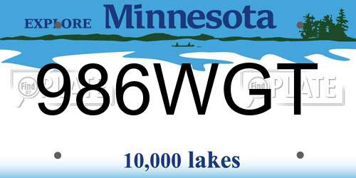 986WGT Minnesota License Plate