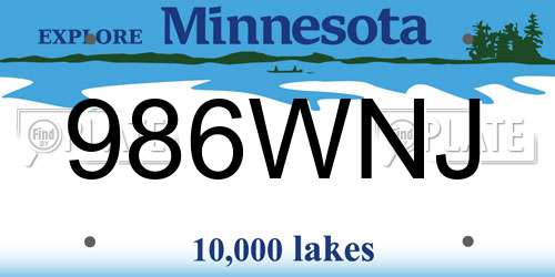 986WNJ Minnesota License Plate