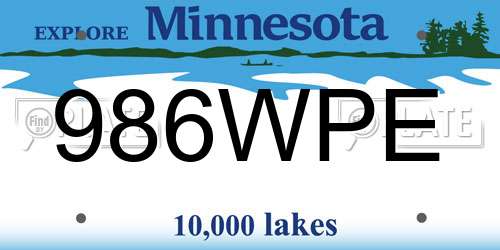 986WPE Minnesota License Plate