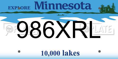 986XRL Minnesota License Plate