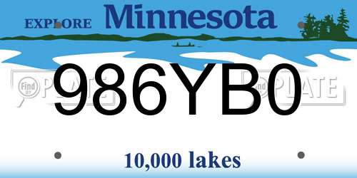 986YB0 Minnesota License Plate