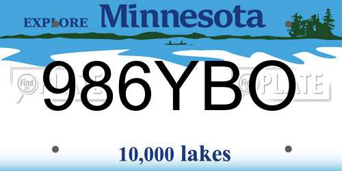 986YBO Minnesota License Plate