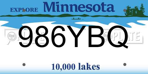 986YBQ Minnesota License Plate