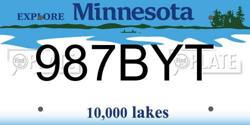 987BYT Minnesota License Plate