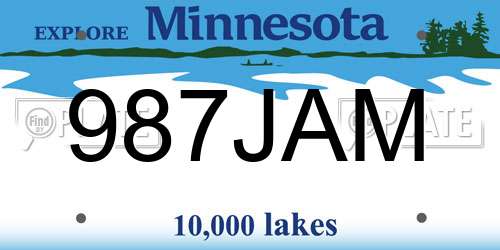 987JAM Minnesota License Plate