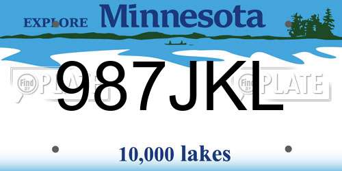 987JKL Minnesota License Plate