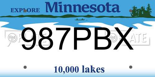 987PBX Minnesota License Plate
