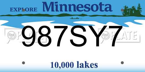 987SY7 Minnesota License Plate