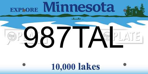 987TAL Minnesota License Plate
