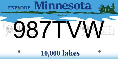 987TVW Minnesota License Plate