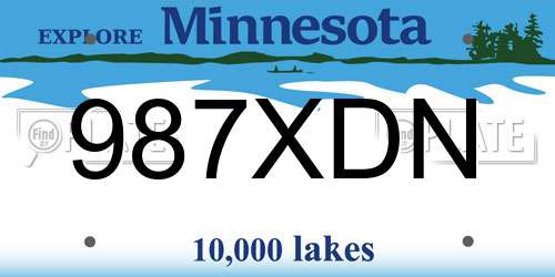 987XDN Minnesota License Plate