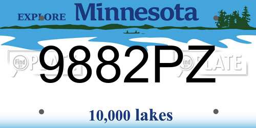9882PZ Minnesota License Plate
