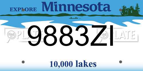 9883ZI Minnesota License Plate