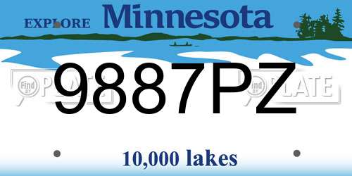 9887PZ Minnesota License Plate