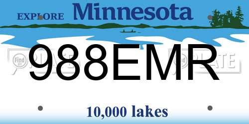 988EMR Minnesota License Plate