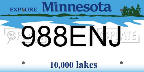 988ENJ Minnesota License Plate