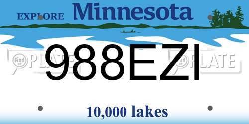 988EZI Minnesota License Plate