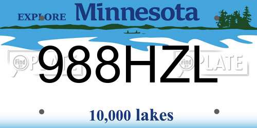 988HZL Minnesota License Plate