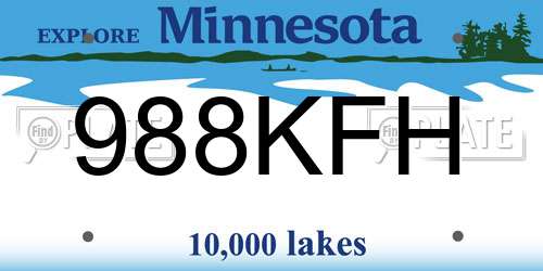988KFH Minnesota License Plate