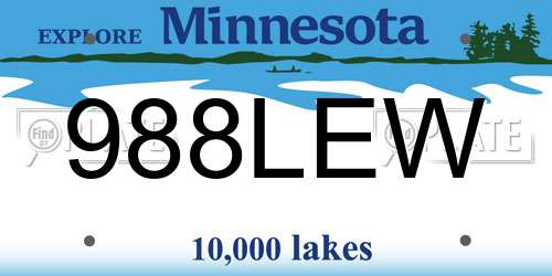 988LEW Minnesota License Plate